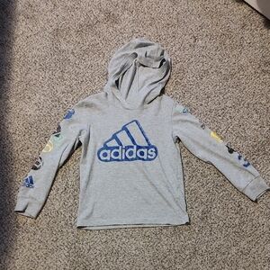 Adidas Kids Gray Hoodie with Blue Logo